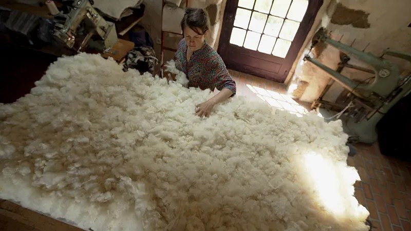 Marion Delisle façonne des futons douillets à partir de lin et de laines de la région Bretagne. Son atelier Gloan Glav est installé dans les Côtes d'Armor｜ La Sterne magazine.